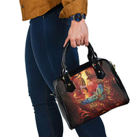 New Zealand Kea Bird Matariki Personalised Shoulder Handbag Silver Fern Maori Pattern