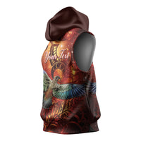 New Zealand Kea Bird Matariki Personalised Sleeveless Hoodie Silver Fern Maori Pattern