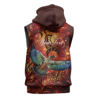 New Zealand Kea Bird Matariki Personalised Sleeveless Zip Hoodie Silver Fern Maori Pattern