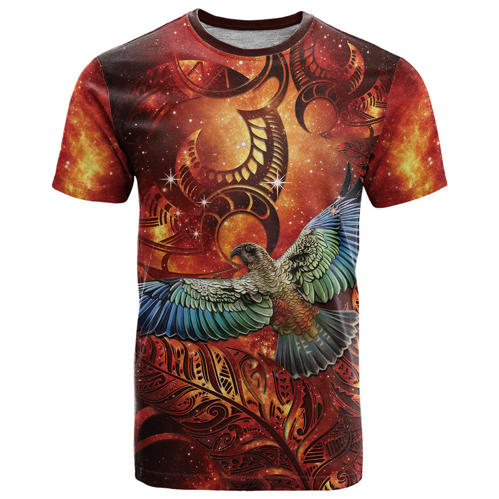 New Zealand Kea Bird Matariki Personalised T Shirt Silver Fern Maori Pattern