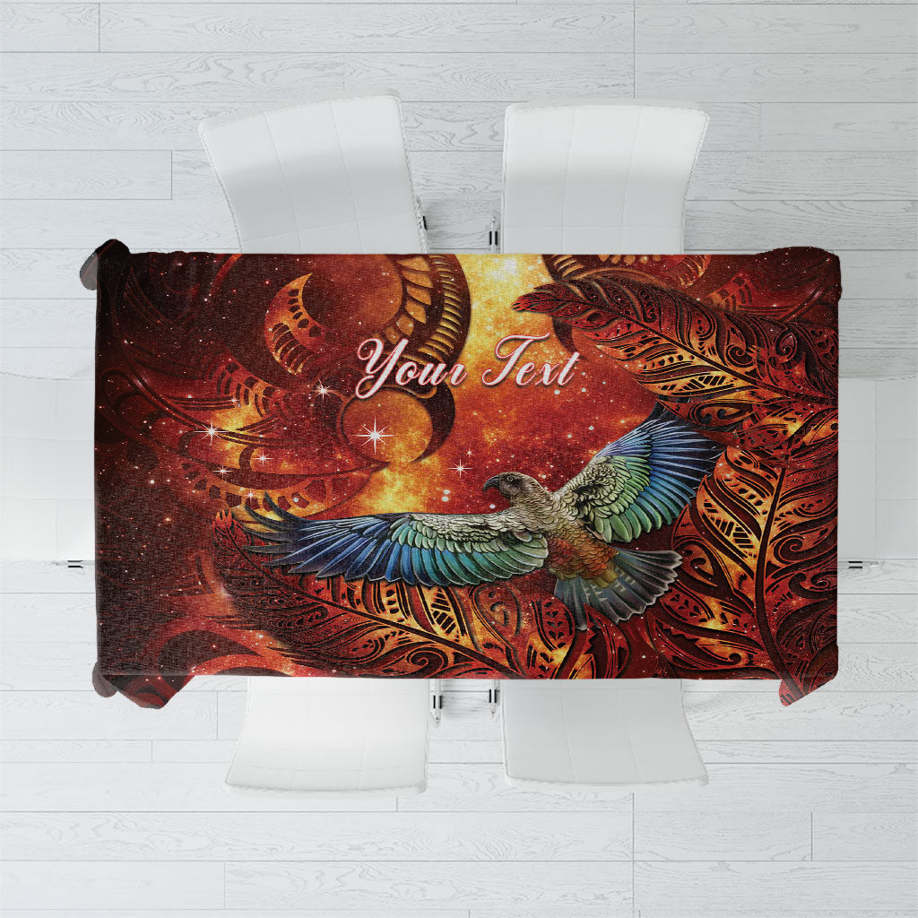 New Zealand Kea Bird Matariki Personalised Tablecloth Silver Fern Maori Pattern