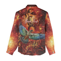 New Zealand Kea Bird Matariki Personalised Women Casual Shirt Silver Fern Maori Pattern