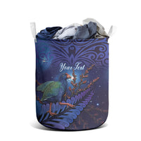Takahe New Zealand Personalised Laundry Basket Harakeke Silver Fern Maori Pattern