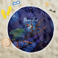 Takahe New Zealand Personalised Beach Blanket Harakeke Silver Fern Maori Pattern