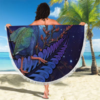 Takahe New Zealand Personalised Beach Blanket Harakeke Silver Fern Maori Pattern