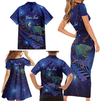 Takahe New Zealand Personalised Family Matching Short Sleeve Bodycon Dress and Hawaiian Shirt Harakeke Silver Fern Maori Pattern LT22 - Polynesian Pride