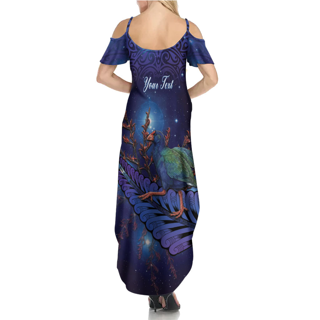 Takahe New Zealand Personalised Family Matching Summer Maxi Dress and Hawaiian Shirt Harakeke Silver Fern Maori Pattern LT22 - Polynesian Pride