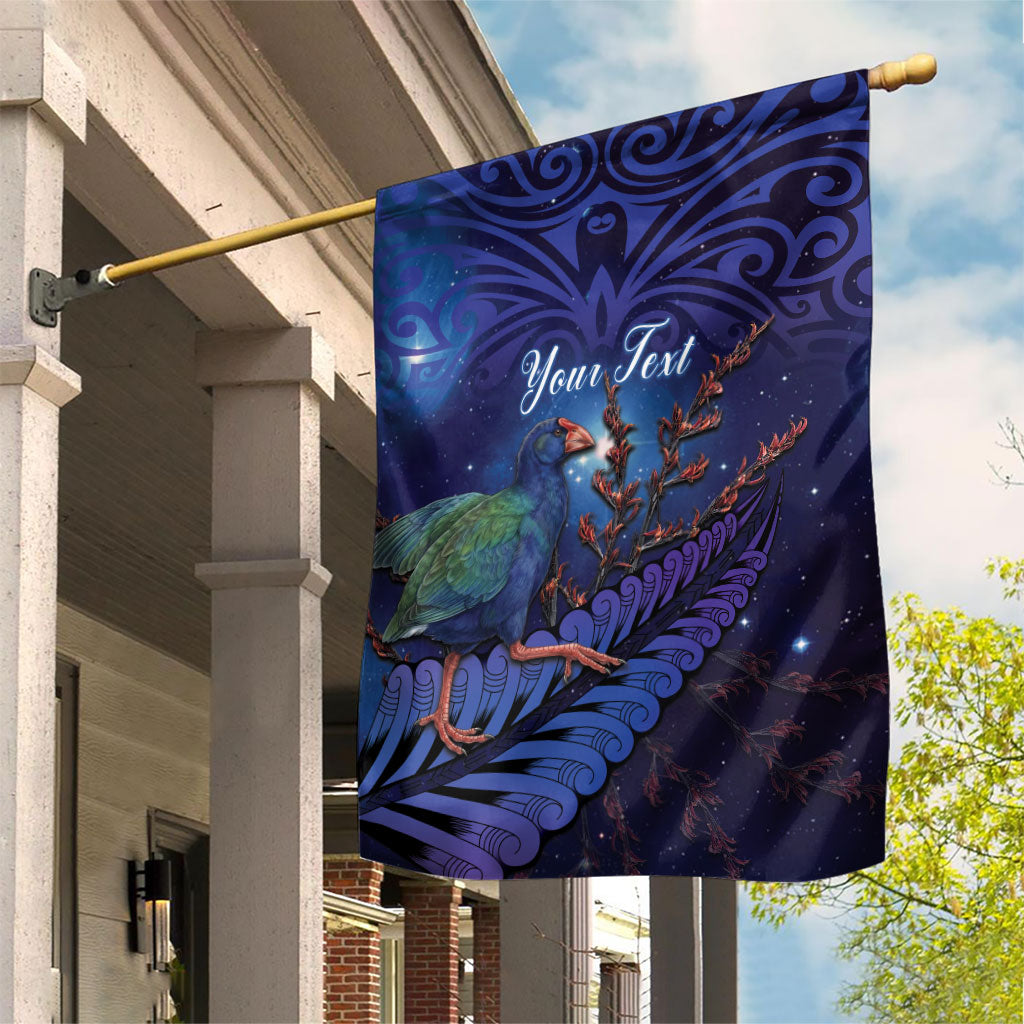 Takahe New Zealand Personalised Garden Flag Harakeke Silver Fern Maori Pattern