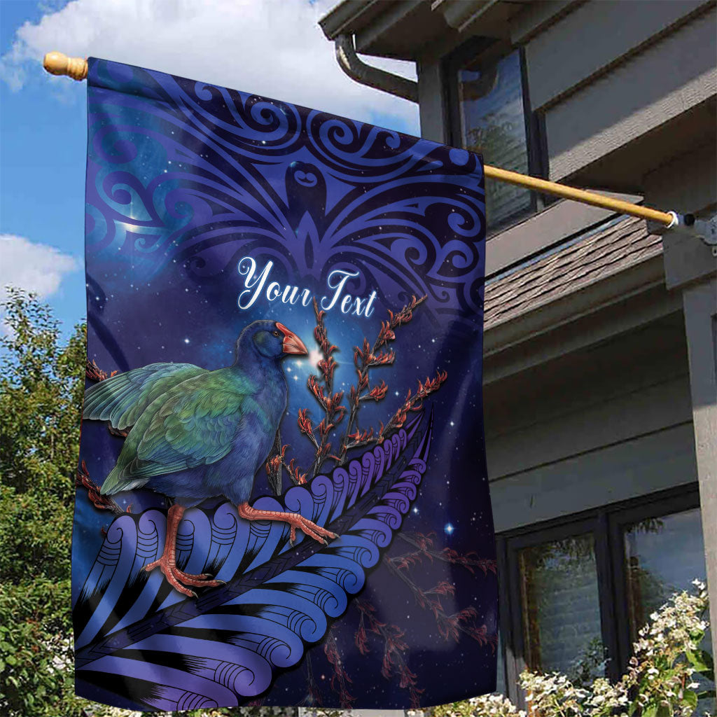 Takahe New Zealand Personalised Garden Flag Harakeke Silver Fern Maori Pattern