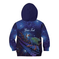 Takahe New Zealand Personalised Kid Hoodie Harakeke Silver Fern Maori Pattern