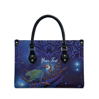 Takahe New Zealand Personalised Leather Bag Harakeke Silver Fern Maori Pattern