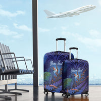 Takahe New Zealand Personalised Luggage Cover Harakeke Silver Fern Maori Pattern