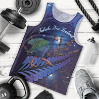 Takahe New Zealand Personalised Men Tank Top Harakeke Silver Fern Maori Pattern