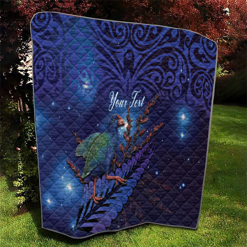 Takahe New Zealand Personalised Quilt Harakeke Silver Fern Maori Pattern