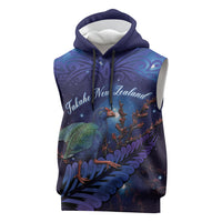 Takahe New Zealand Personalised Sleeveless Hoodie Harakeke Silver Fern Maori Pattern