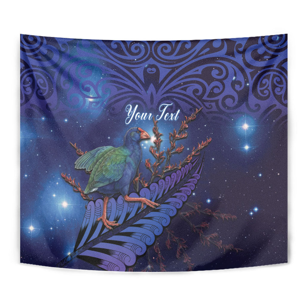 Takahe New Zealand Personalised Tapestry Harakeke Silver Fern Maori Pattern