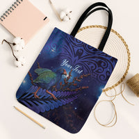 Takahe New Zealand Personalised Tote Bag Harakeke Silver Fern Maori Pattern