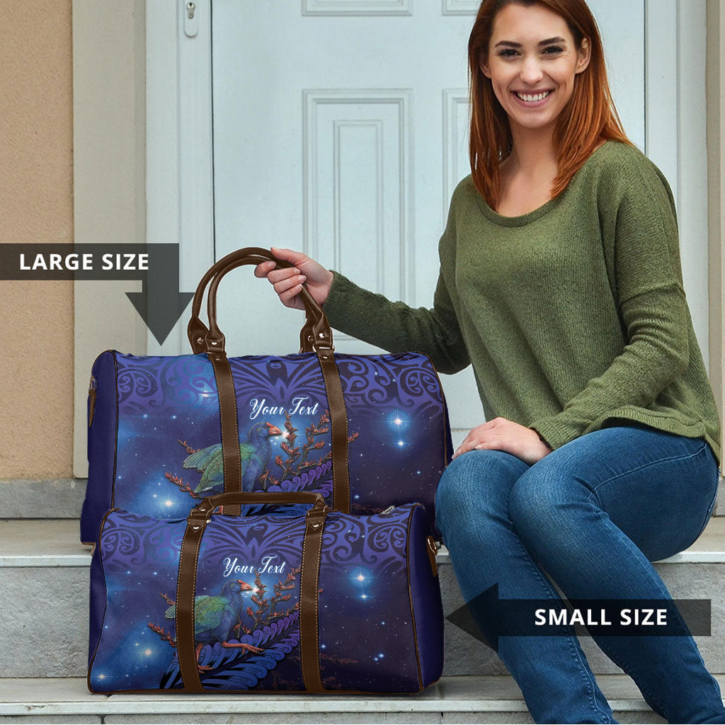 Takahe New Zealand Personalised Travel Bag Harakeke Silver Fern Maori Pattern