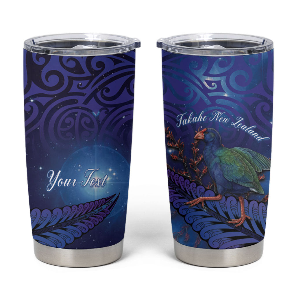 Takahe New Zealand Personalised Tumbler Cup Harakeke Silver Fern Maori Pattern