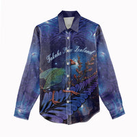 Takahe New Zealand Personalised Women Casual Shirt Harakeke Silver Fern Maori Pattern