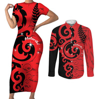New Zealand Matariki Couples Matching Short Sleeve Bodycon Dress and Long Sleeve Button Shirt Maori New Year Koru Pattern