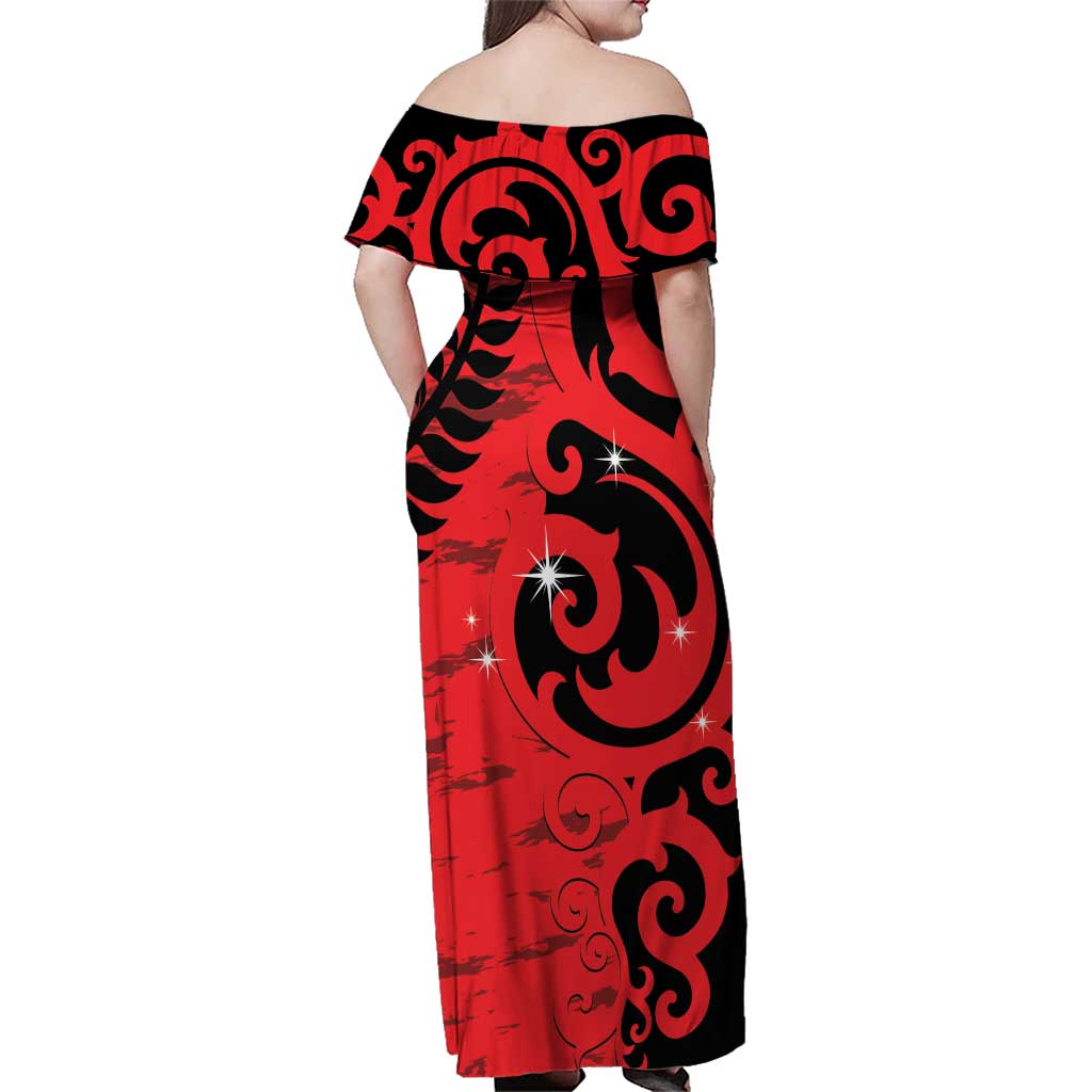 New Zealand Matariki Family Matching Off Shoulder Maxi Dress and Hawaiian Shirt Maori New Year Koru Pattern LT22 - Polynesian Pride