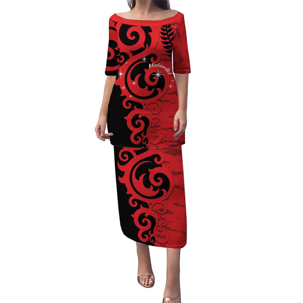 New Zealand Matariki Family Matching Puletasi and Hawaiian Shirt Maori New Year Koru Pattern