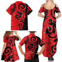New Zealand Matariki Family Matching Summer Maxi Dress and Hawaiian Shirt Maori New Year Koru Pattern LT22 - Polynesian Pride