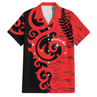 New Zealand Matariki Family Matching Summer Maxi Dress and Hawaiian Shirt Maori New Year Koru Pattern LT22 Dad's Shirt - Short Sleeve Red - Polynesian Pride