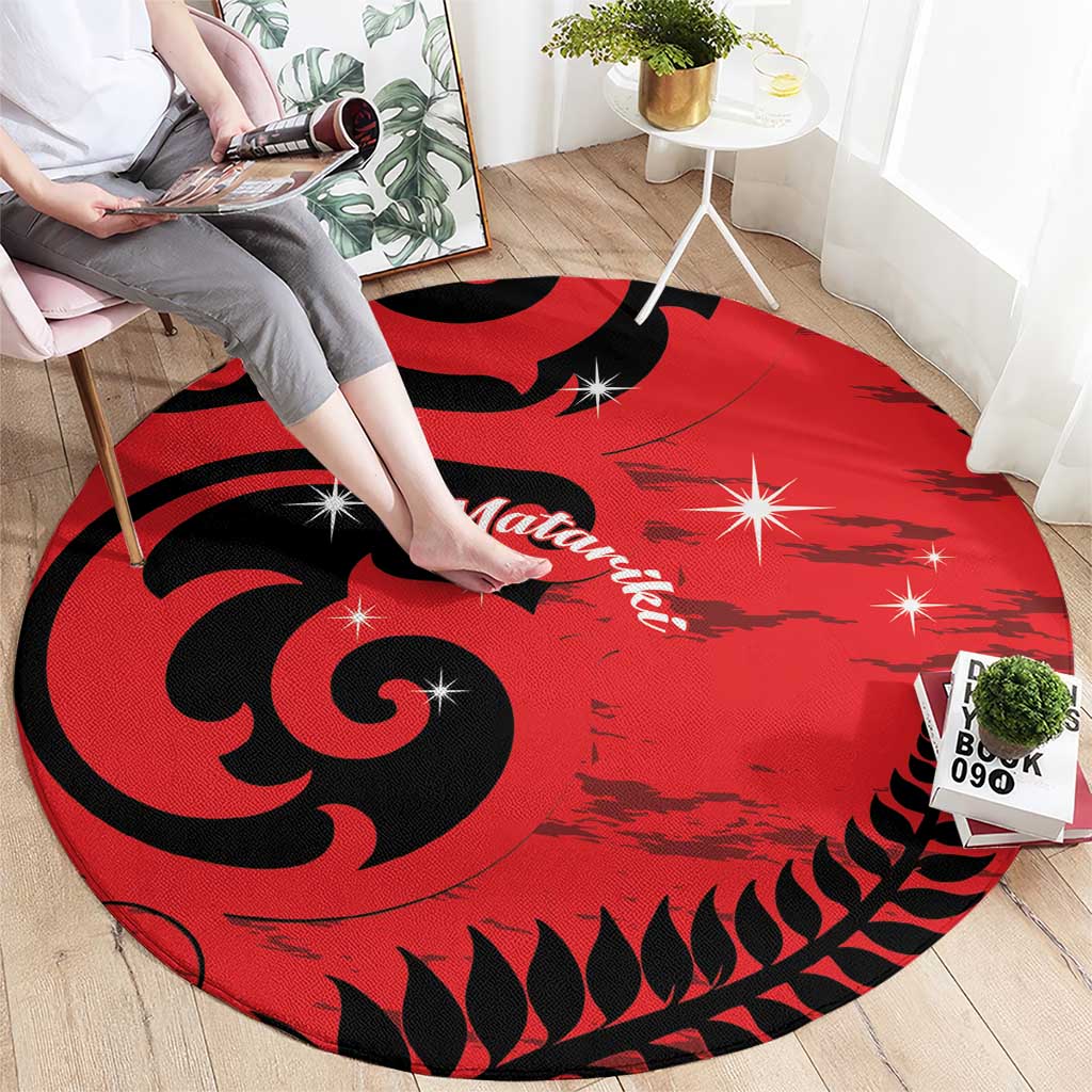 New Zealand Matariki Round Carpet Maori New Year Koru Pattern