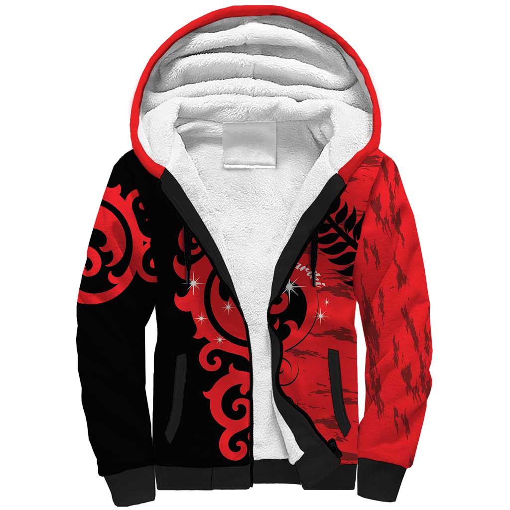 New Zealand Matariki Sherpa Hoodie Maori New Year Koru Pattern
