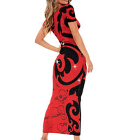 New Zealand Matariki Short Sleeve Bodycon Dress Maori New Year Koru Pattern
