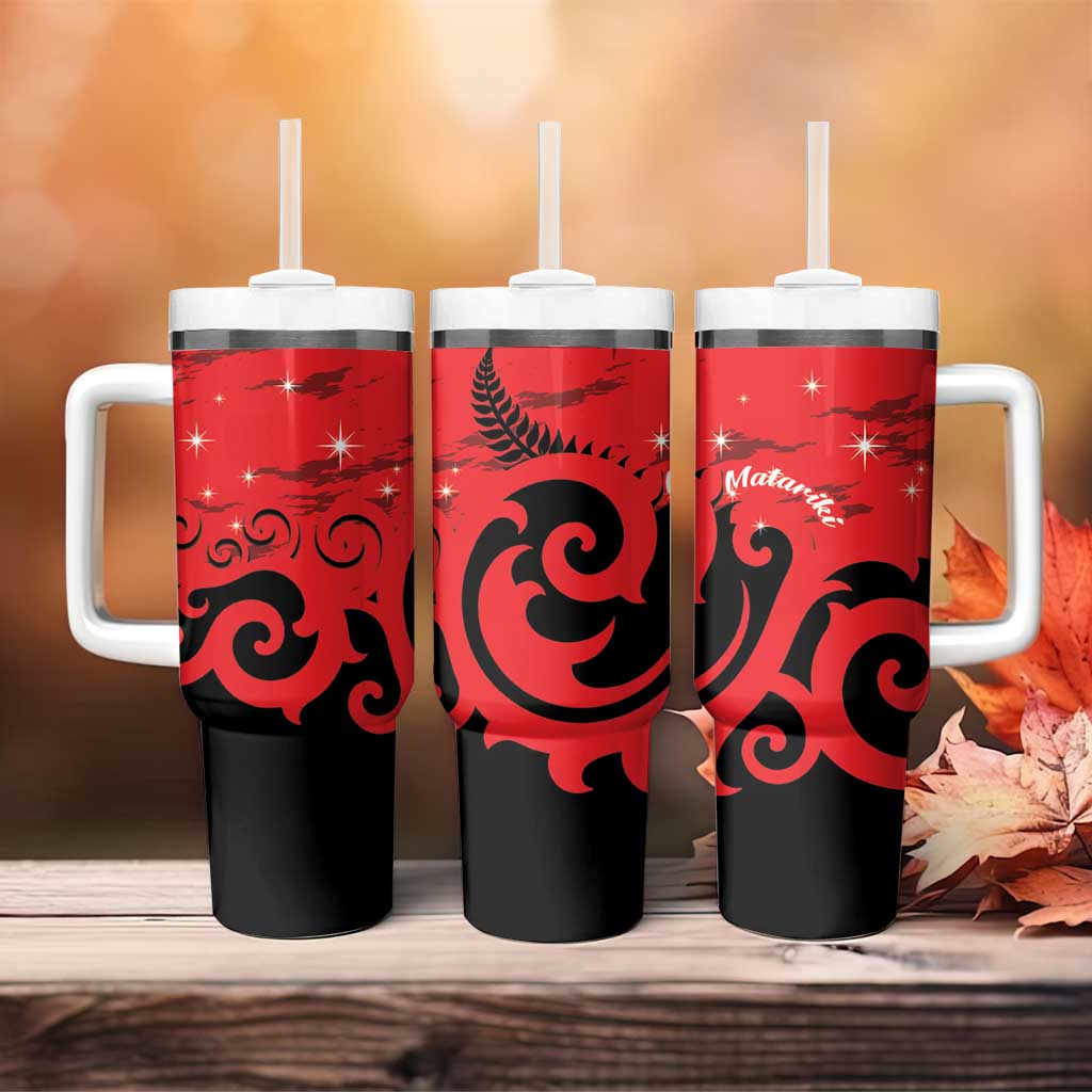 New Zealand Matariki Tumbler With Handle Maori New Year Koru Pattern