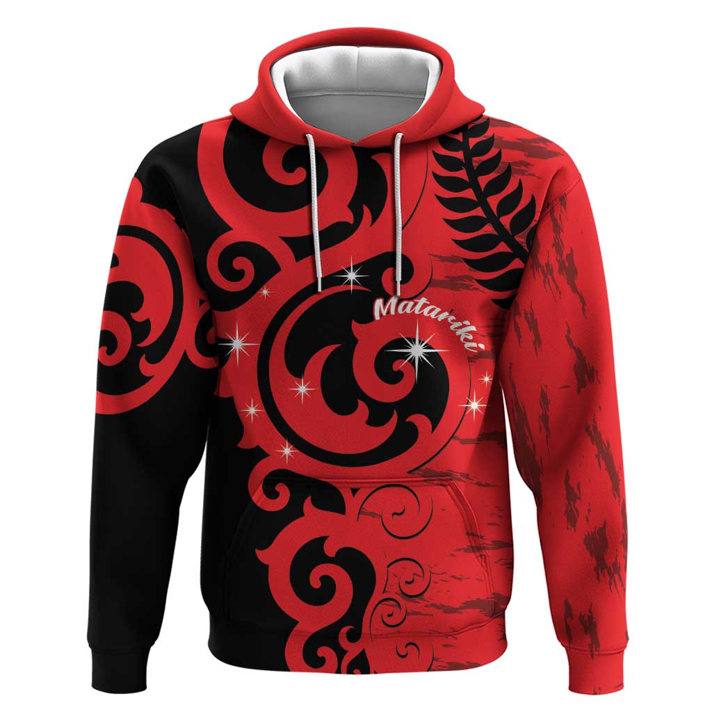 New Zealand Matariki Zip Hoodie Maori New Year Koru Pattern LT22 Pullover Hoodie Red - Polynesian Pride
