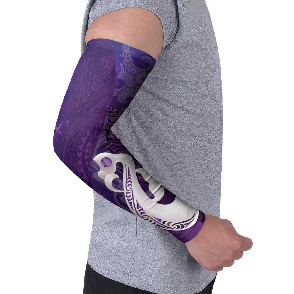 New Zealand Matariki Arm Sleeves Maori Manaia Galaxy Silver Fern Purple Color LT22 - Polynesian Pride