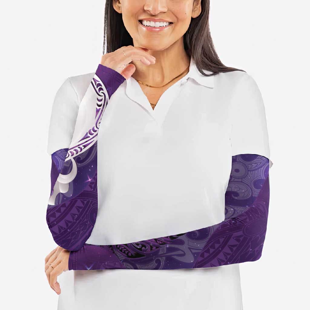 New Zealand Matariki Arm Sleeves Maori Manaia Galaxy Silver Fern Purple Color LT22 - Polynesian Pride