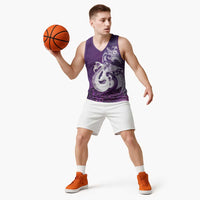 New Zealand Matariki Basketball Jersey Maori Manaia Galaxy Silver Fern Purple Color LT22 - Polynesian Pride