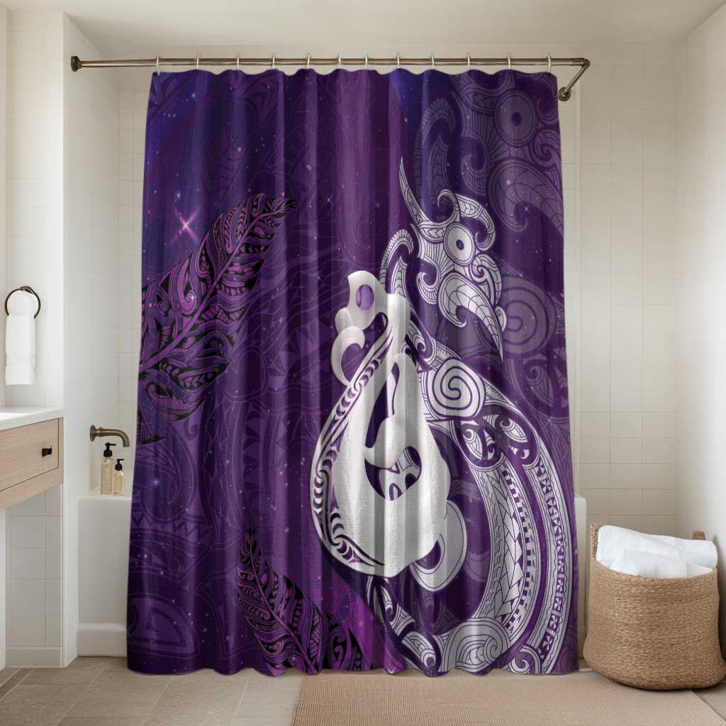 New Zealand Matariki Bathroom Set Maori Manaia Galaxy Silver Fern Purple Color