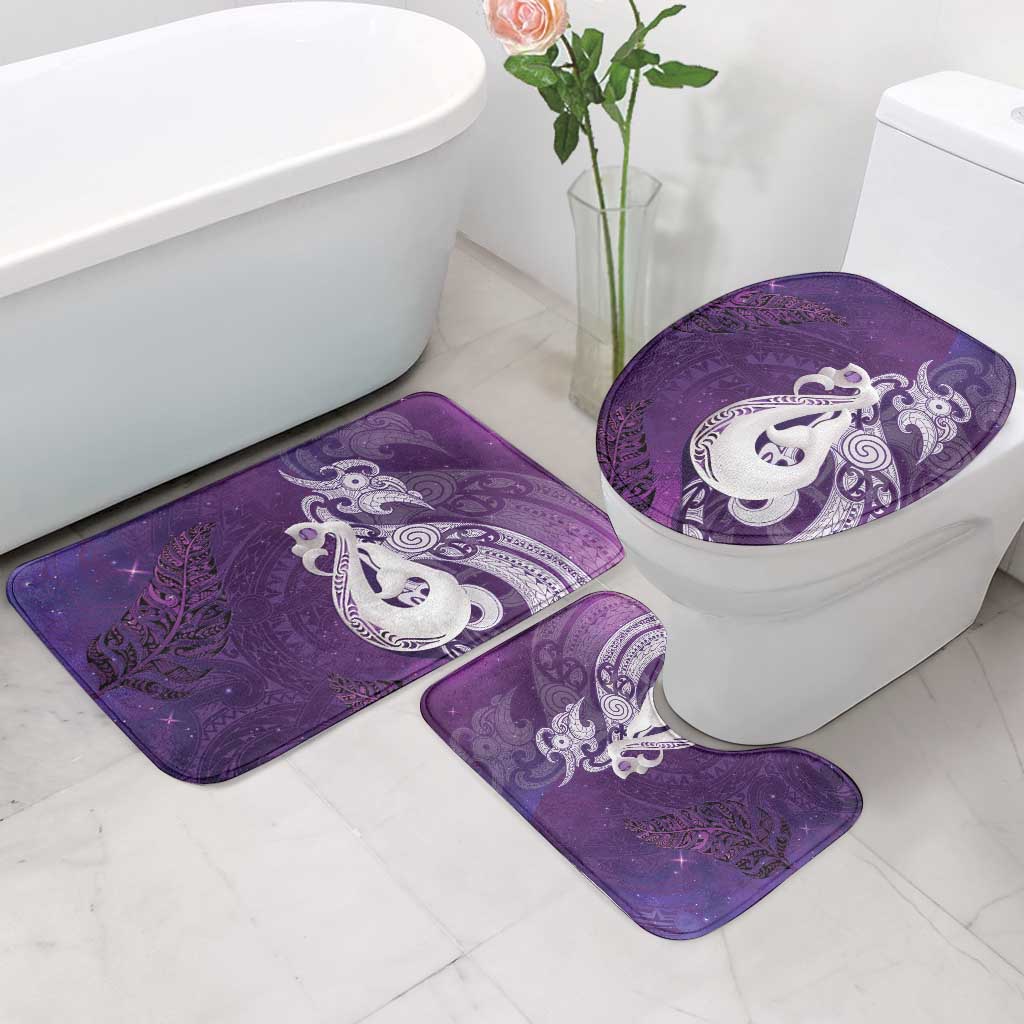 New Zealand Matariki Bathroom Set Maori Manaia Galaxy Silver Fern Purple Color