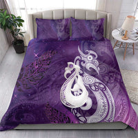 New Zealand Matariki Bedding Set Maori Manaia Galaxy Silver Fern Purple Color