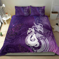 New Zealand Matariki Bedding Set Maori Manaia Galaxy Silver Fern Purple Color