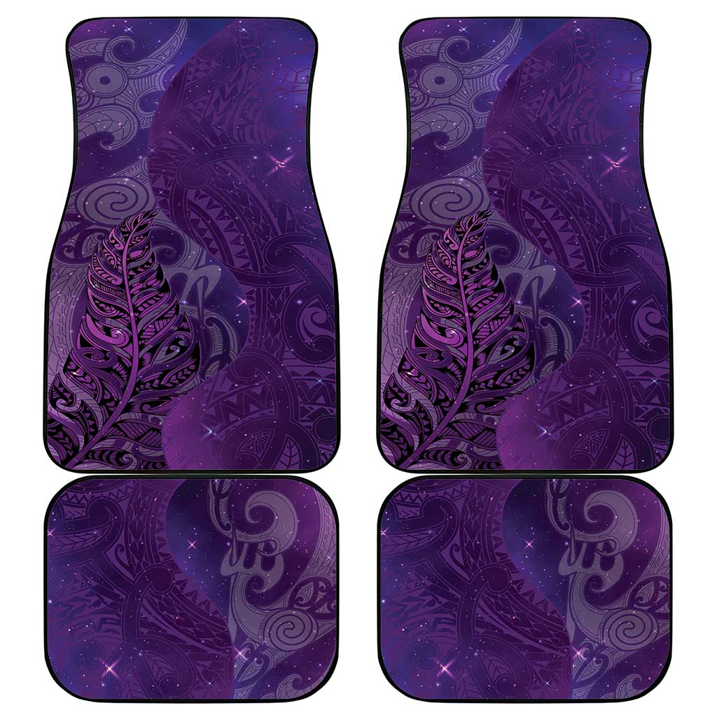 New Zealand Matariki Car Mats Maori Manaia Galaxy Silver Fern Purple Color