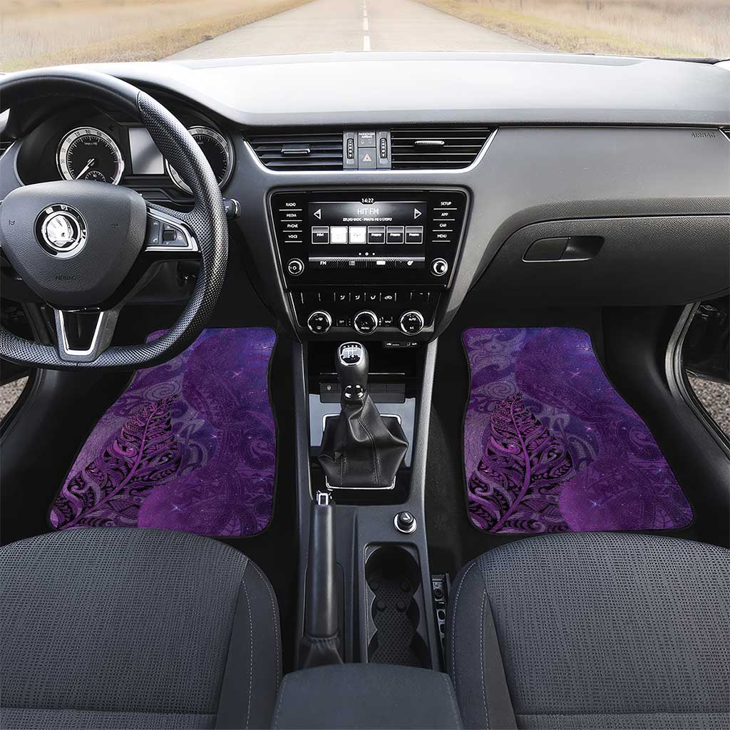 New Zealand Matariki Car Mats Maori Manaia Galaxy Silver Fern Purple Color