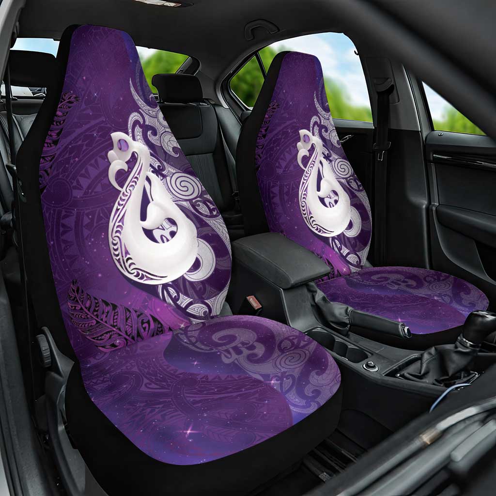 New Zealand Matariki Car Seat Cover Maori Manaia Galaxy Silver Fern Purple Color LT22 One Size Purple - Polynesian Pride