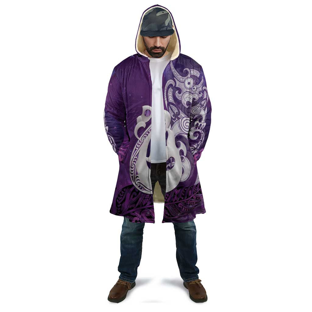 New Zealand Matariki Cloak Maori Manaia Galaxy Silver Fern Purple Color