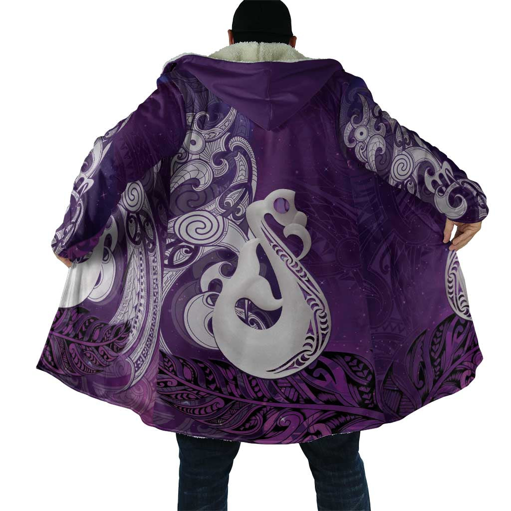 New Zealand Matariki Cloak Maori Manaia Galaxy Silver Fern Purple Color