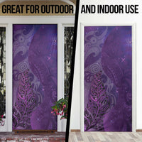 New Zealand Matariki Door Cover Maori Manaia Galaxy Silver Fern Purple Color LT22 - Polynesian Pride