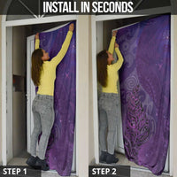 New Zealand Matariki Door Cover Maori Manaia Galaxy Silver Fern Purple Color LT22 - Polynesian Pride