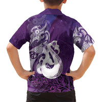 New Zealand Matariki Family Matching Summer Maxi Dress and Hawaiian Shirt Maori Manaia Galaxy Silver Fern Purple Color LT22 - Polynesian Pride