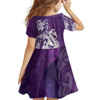 New Zealand Matariki Family Matching Summer Maxi Dress and Hawaiian Shirt Maori Manaia Galaxy Silver Fern Purple Color LT22 - Polynesian Pride